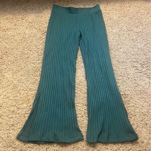 Sonoma Green Ribbed Flare Pants